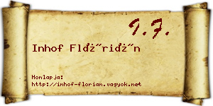 Inhof Flórián névjegykártya